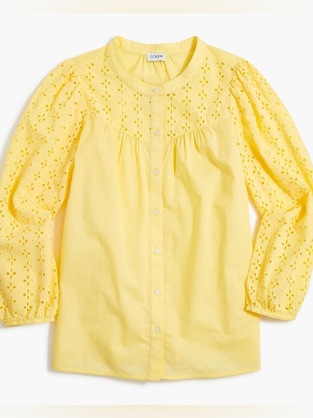 J. Crew Yellow Eyelet Yoke Button-Front Blouse
